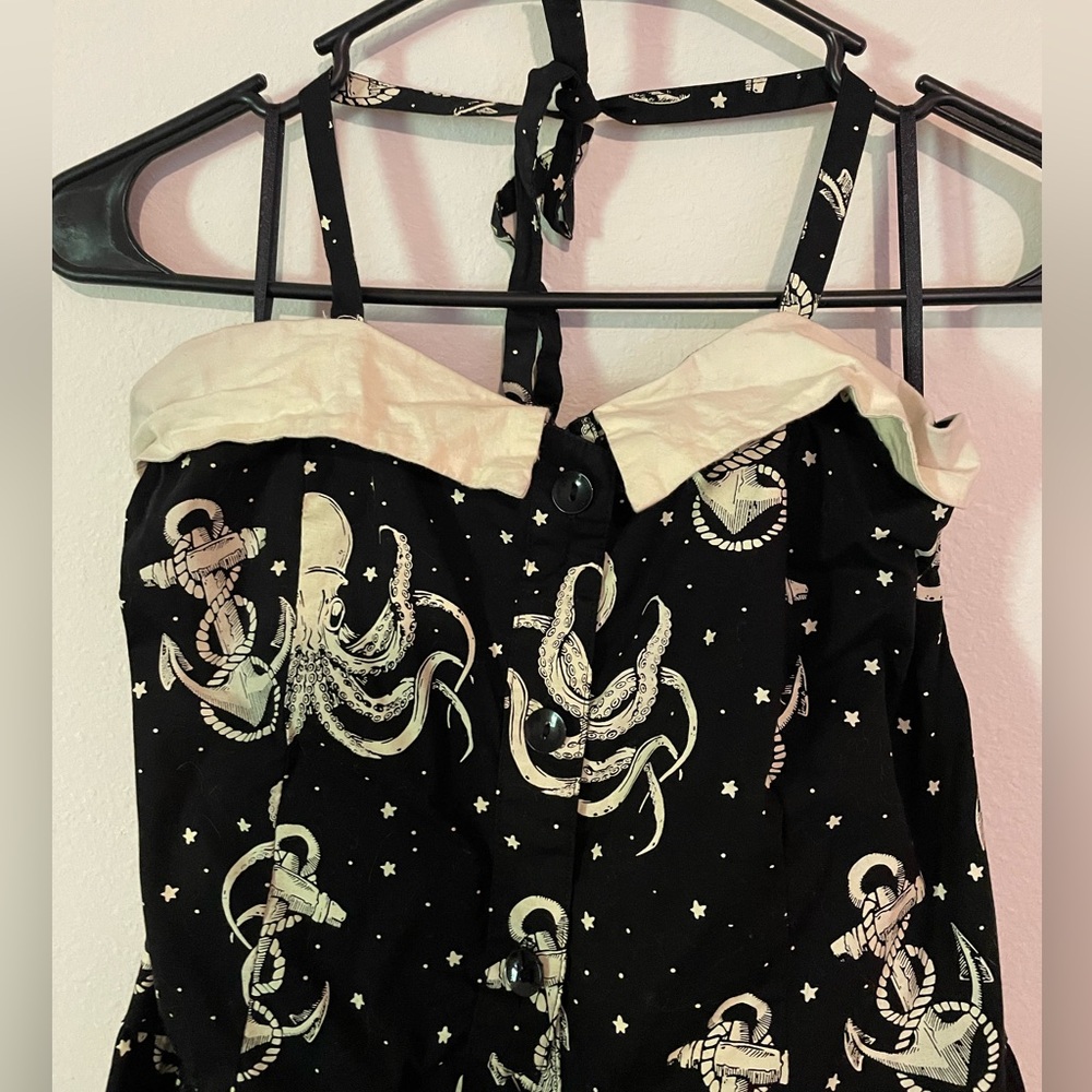 Sourpuss Black and Cream Halter Sundress - Picture 3 of 5
